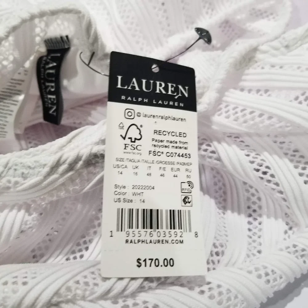Lauren Ralph Lauren Ottoman Mesh One Shoulder One-Piece Size 14 - Picture 13 of 14